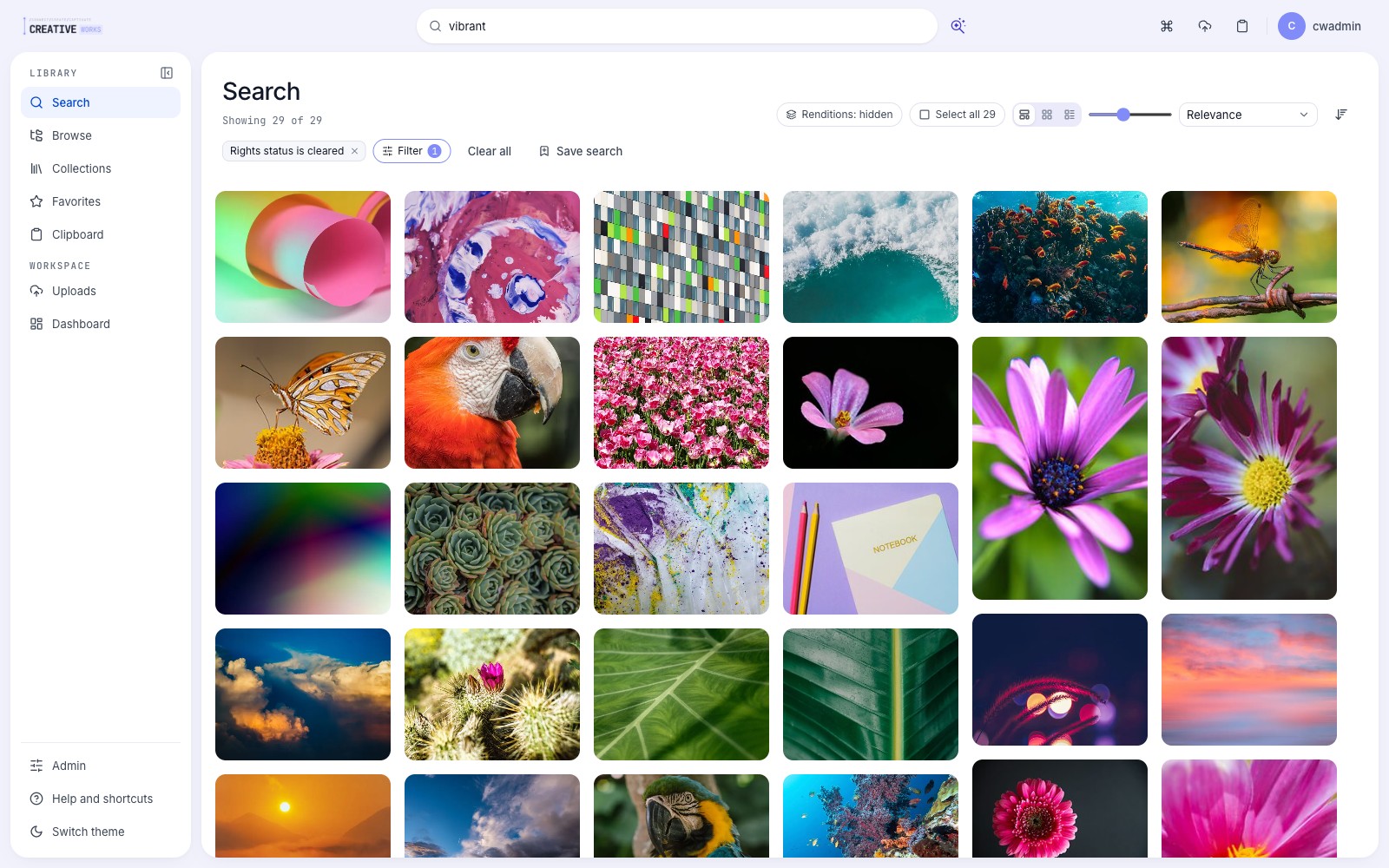 CreativeWorks search — the right asset in seconds